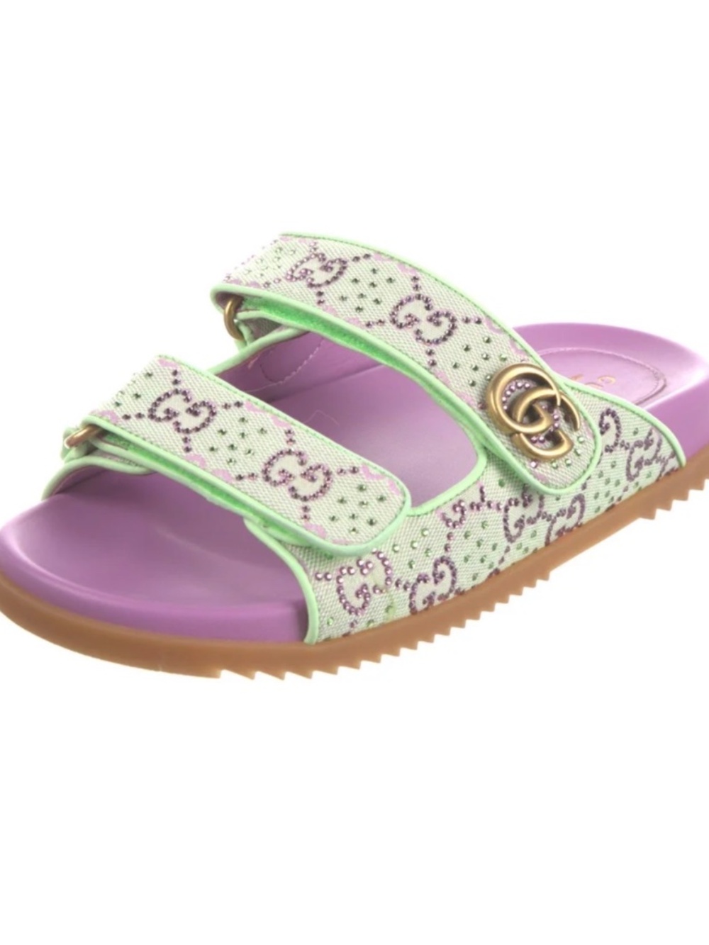 Gucci GG Crystal Canvas Slides Purple Green EU 39 US 9 Authentic - Picture 4 of 5